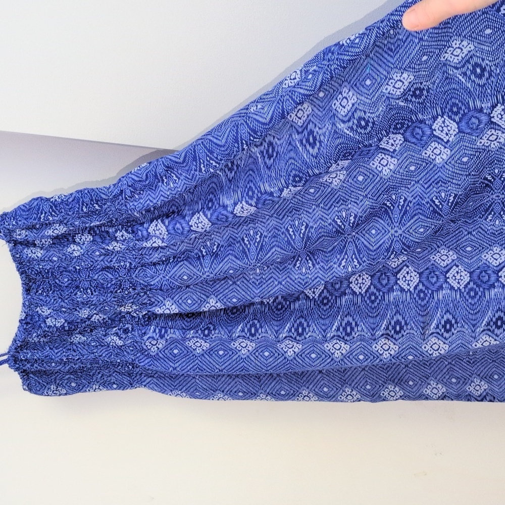 2/$20 GOA - Blue Patterned Midi Dress - Size Medium